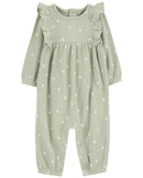 Macacão bebê com babados texturizado floral verde | Carter's