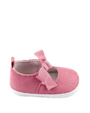 Sapato bebê texturizado laço rosa
