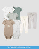 Enxoval bebê conjunto longo 7 peças urso e listras multicor