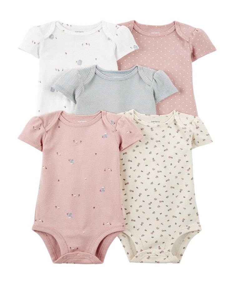 Kit body bebê 5 peças manga curta coruja floral multicor | Carter's