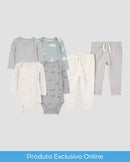 Enxoval bebê conjunto longo 6 peças nuvens listrado multicor