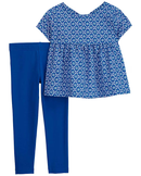Conjunto longo infantil 2 peças floral azul |