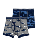 Kit Cueca Infantil 2 Peças Boxer Azul/Cinza Mescla