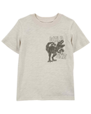 Camiseta infantil dinossauros com bolso cinza |