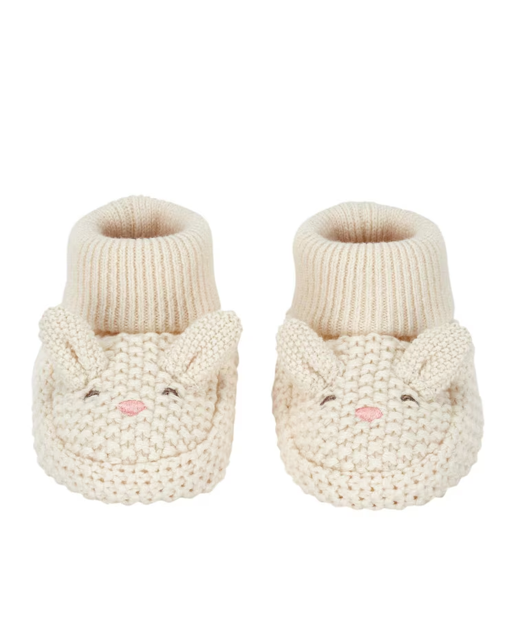 Pantufa bebê de tricot bichinho bege |