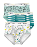 Kit Cueca Slip Infantil 3 Peças Dinos Azul/Branco Tam 2 a 8