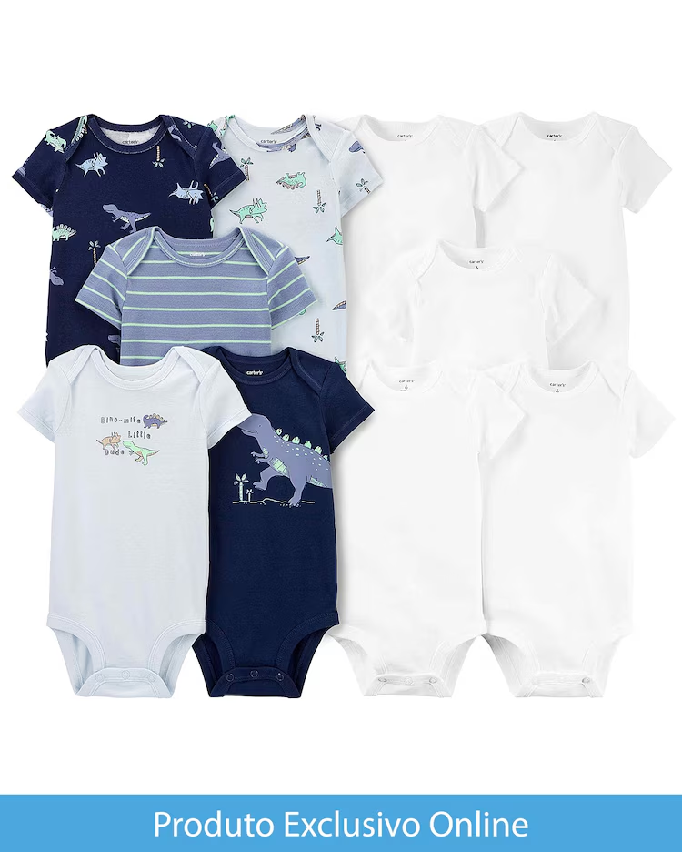 Enxoval bebê 10 peças dinossauros e lisos multicor | Carter's