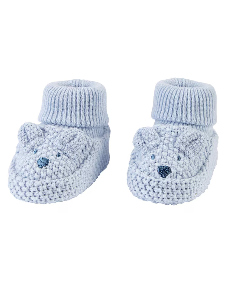 Pantufa bebê de punho dobrado azul |