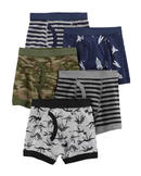 Kit Cueca Infantil Boxer Listras Foguete Cinza/Azul Tam 2 a 7