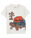Camiseta infantil manga curta tartaruga aventureira branca |