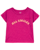 Camiseta infantil com bolso all smiles rosa |