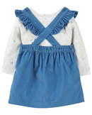 Salopete bebê 2 peças poá metalizado com meia-calça aveludada multicor | Carter's