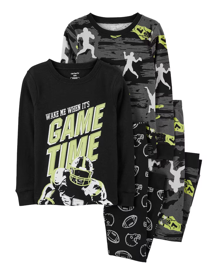 Pijama longo infantil 4 peças game time futebol multicor |