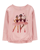 Camiseta infantil com elástico bailarinas rosa |