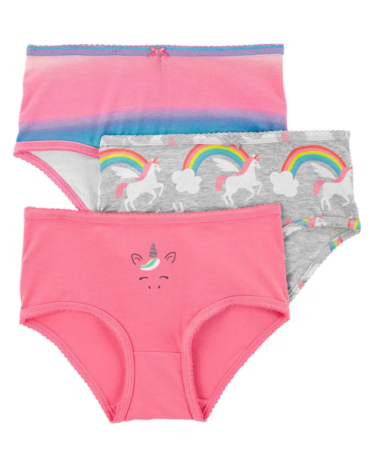 Kit calcinha infantil 3 peças happy unicorn rosa |