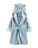 Roupão de banho bebê ursinho com capuz peluciado azul |