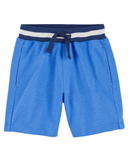 Bermuda infantil cós listrado e cordão azul |