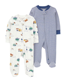 Kit macacão bebê 2 peças caminhão e listras multicor | Carter's