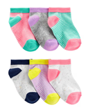 Kit Meia Cano Curto Infantil 6 Pares Multicor Tam 2 a 4